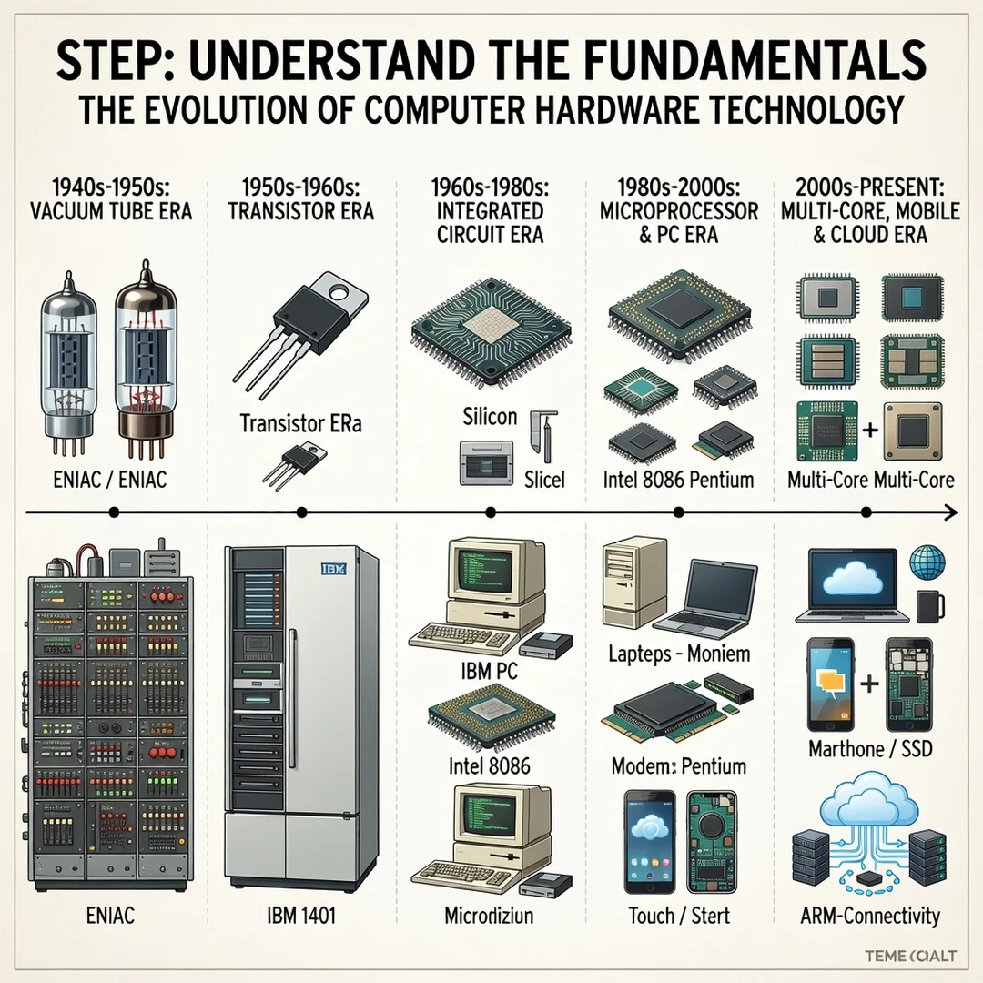 Step 1: Illustration for step: Understand the fundamentals related to The Evolution of Computer Hardware Tec