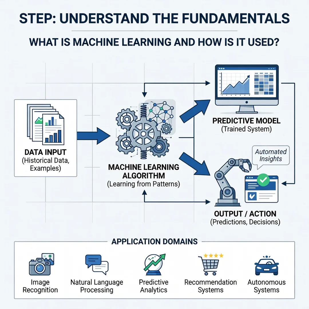 Step 1: Illustration for step: Understand the fundamentals related to What Is Machine Learning and How Is It