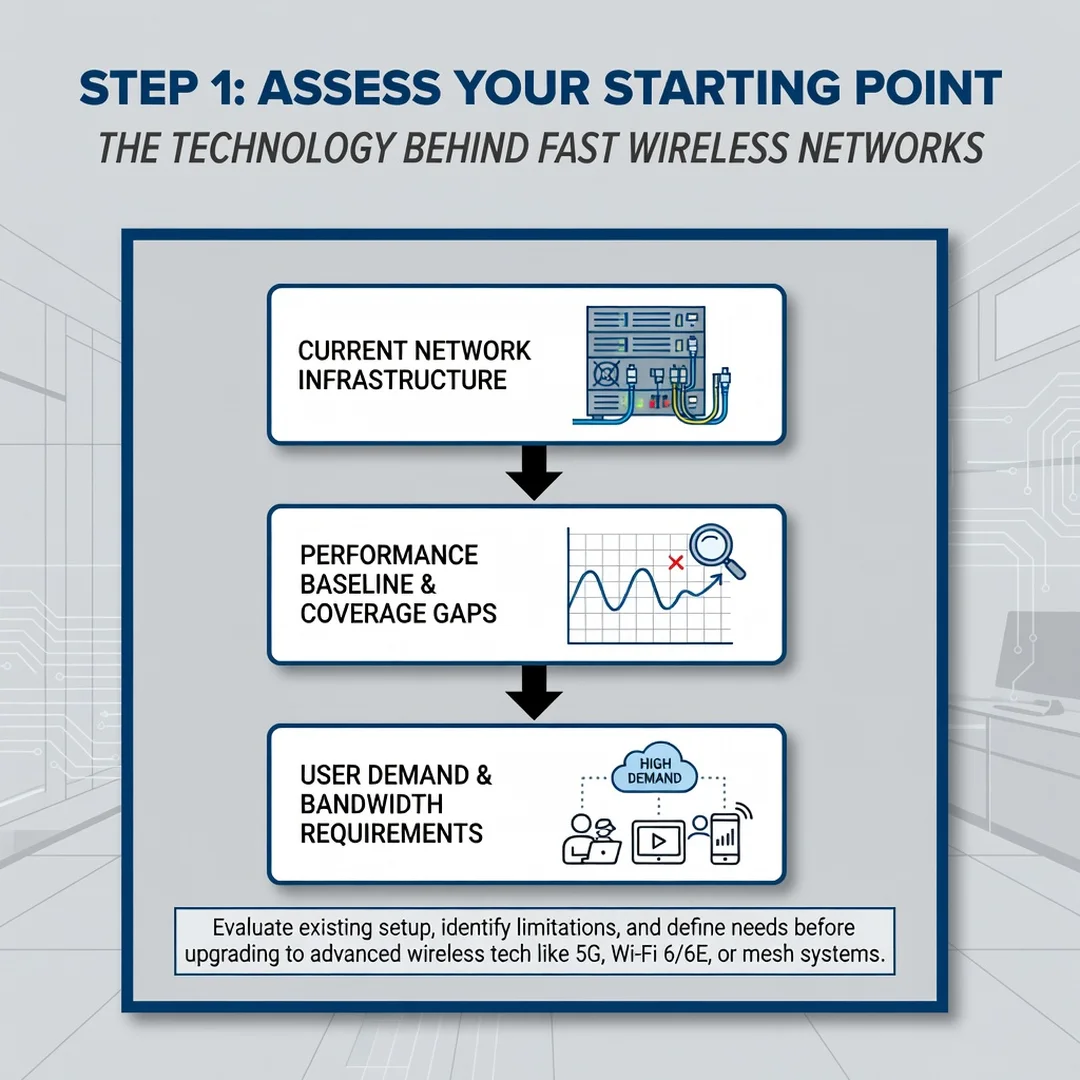 Step 2: Illustration for step: Assess your starting point related to The Technology Behind Fast Wireless Net