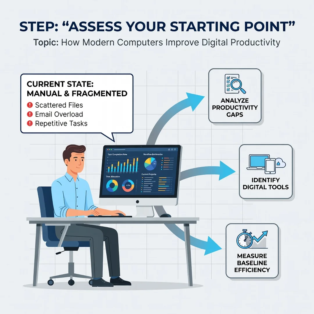 Step 2: Illustration for step: Assess your starting point related to How Modern Computers Improve Digital Pr