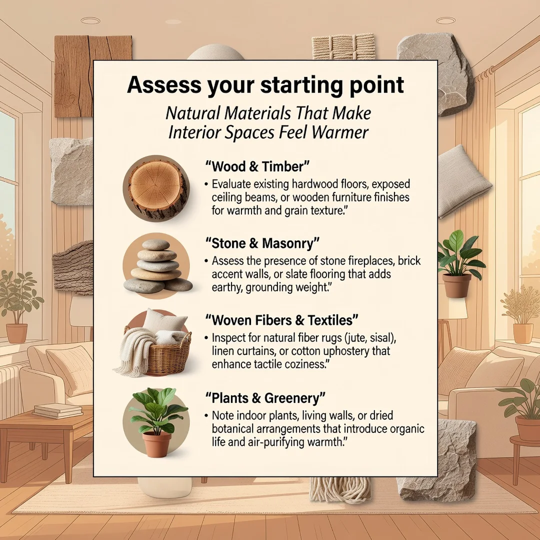 Step 2: Illustration for step: Assess your starting point related to Natural Materials That Make Interior Sp