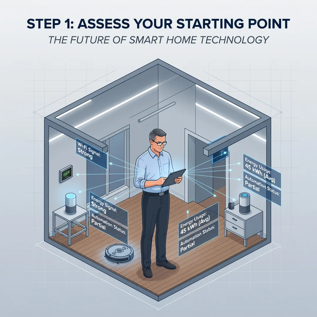 Step 2: Illustration for step: Assess your starting point related to The Future of Smart Home Technology, pr