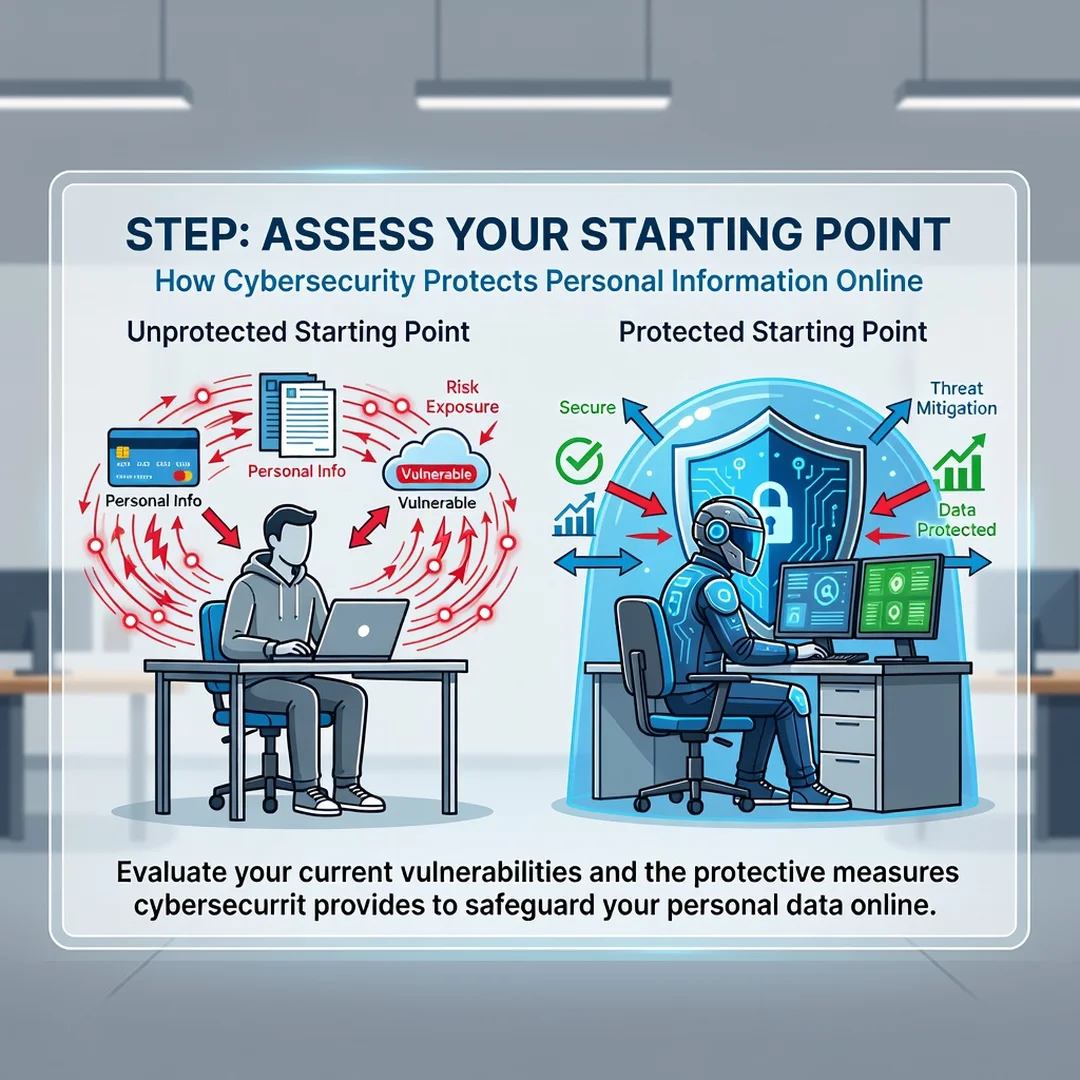 Step 2: Illustration for step: Assess your starting point related to How Cybersecurity Protects Personal Inf