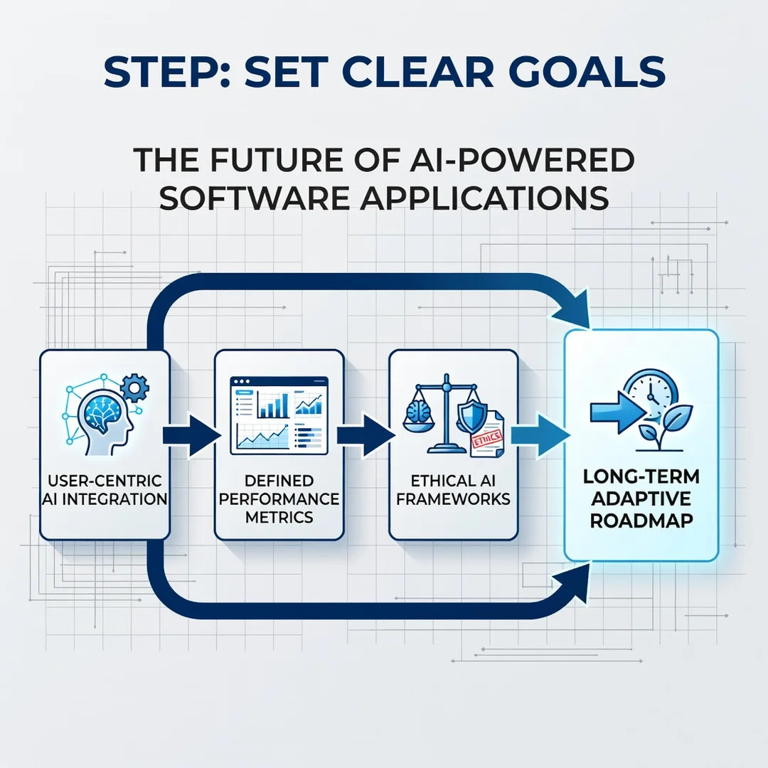 Step 3: Illustration for step: Set clear goals related to The Future of AI-Powered Software Applications, pr