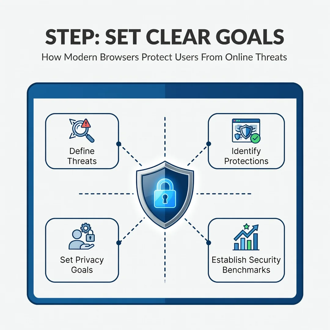 Step 3: Illustration for step: Set clear goals related to How Modern Browsers Protect Users From Online Thre