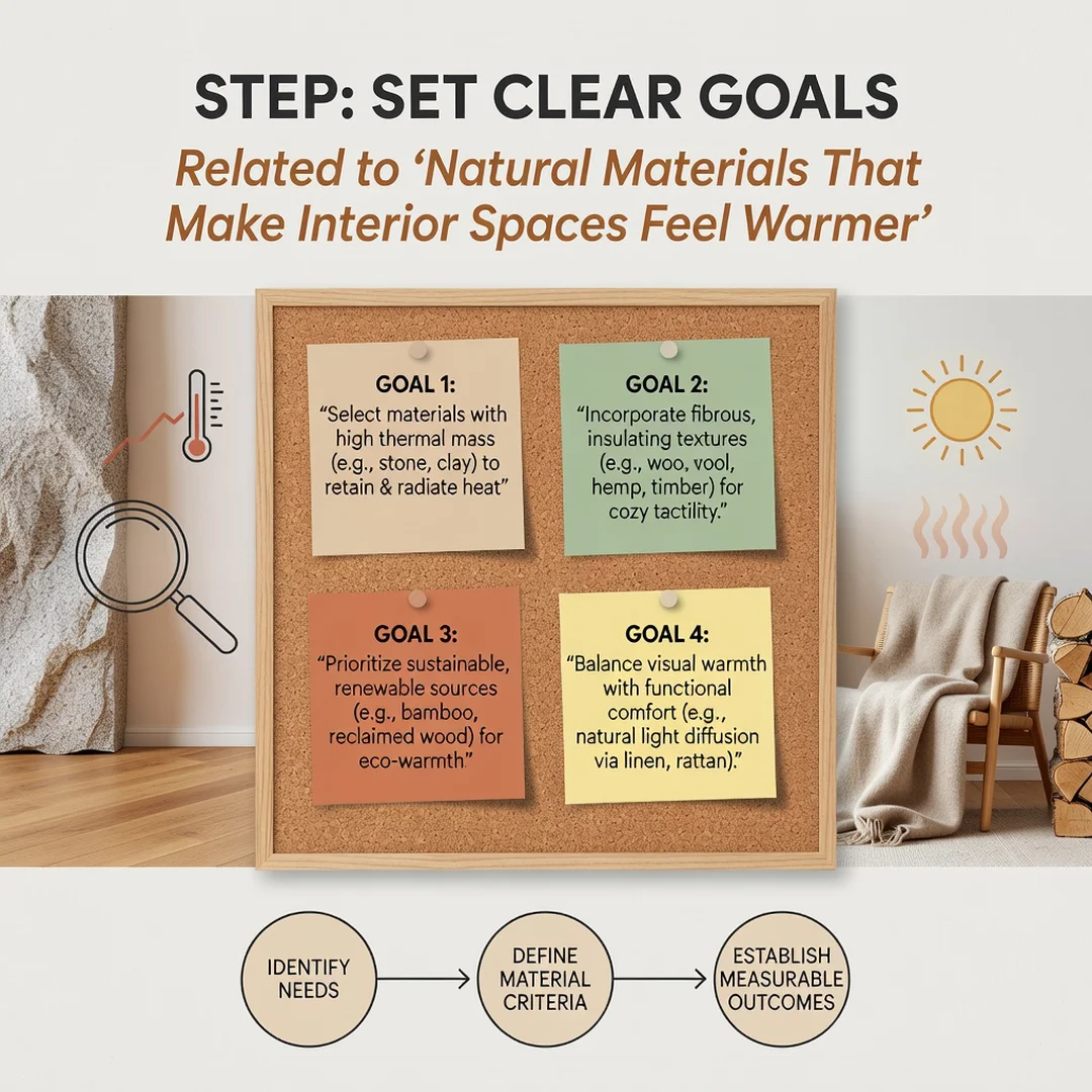 Step 3: Illustration for step: Set clear goals related to Natural Materials That Make Interior Spaces Feel W