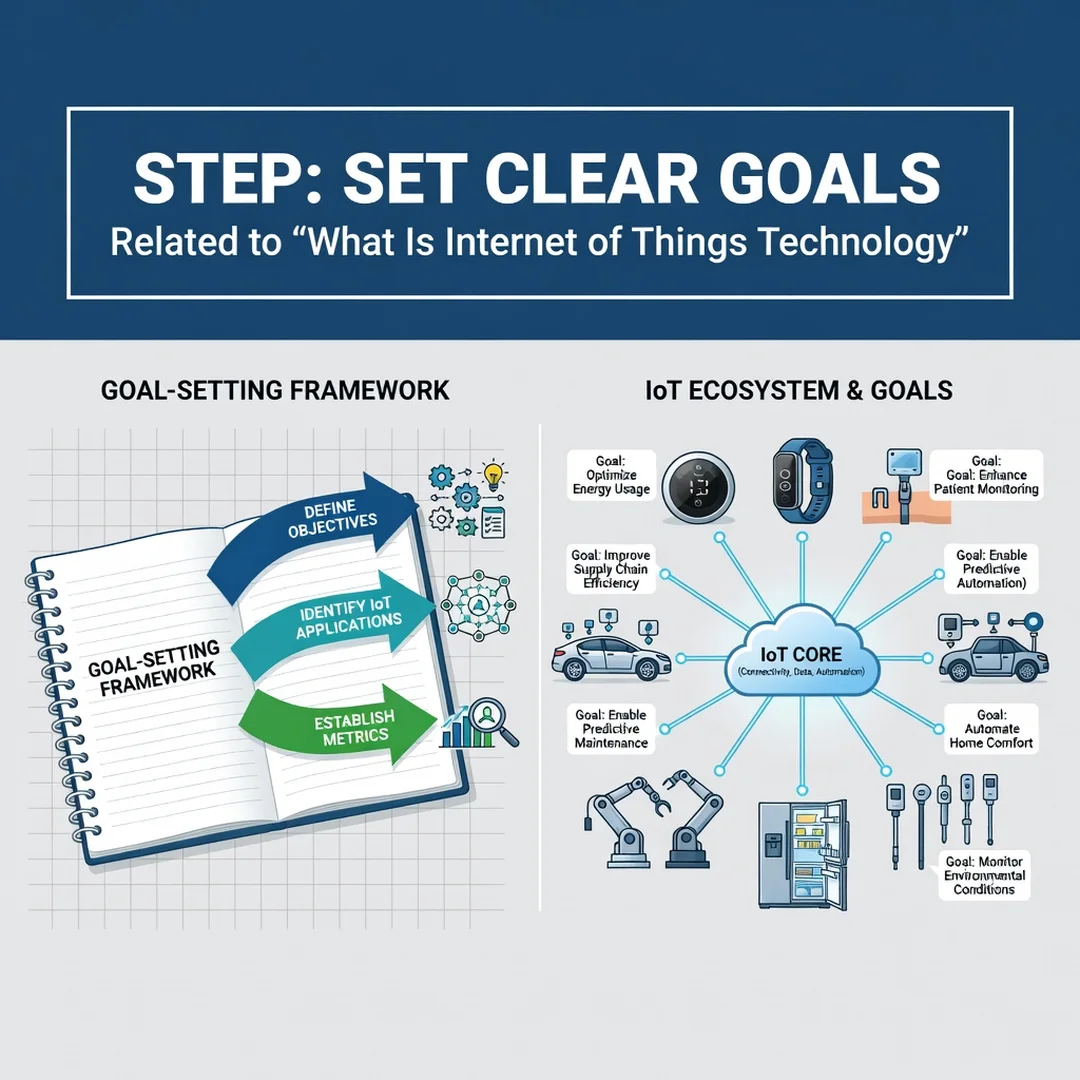 Step 3: Illustration for step: Set clear goals related to What Is Internet of Things Technology, professiona