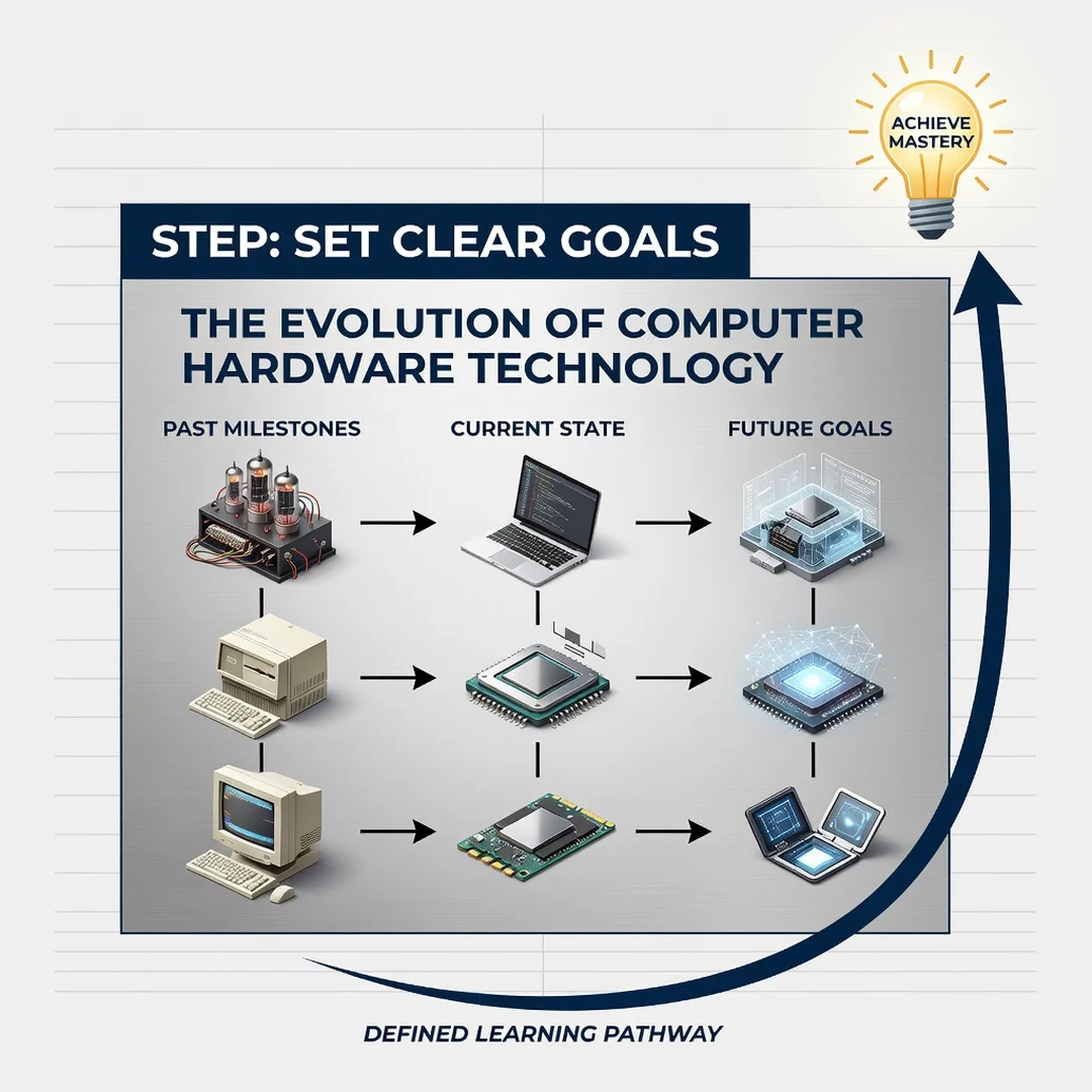 Step 3: Illustration for step: Set clear goals related to The Evolution of Computer Hardware Technology, pro
