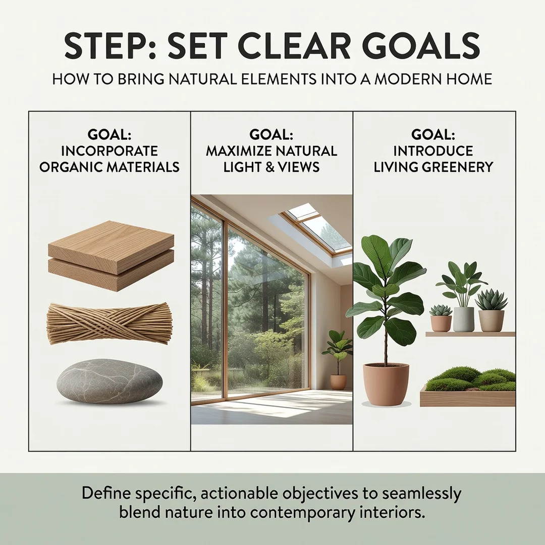 Step 3: Illustration for step: Set clear goals related to How to Bring Natural Elements Into a Modern Home, 