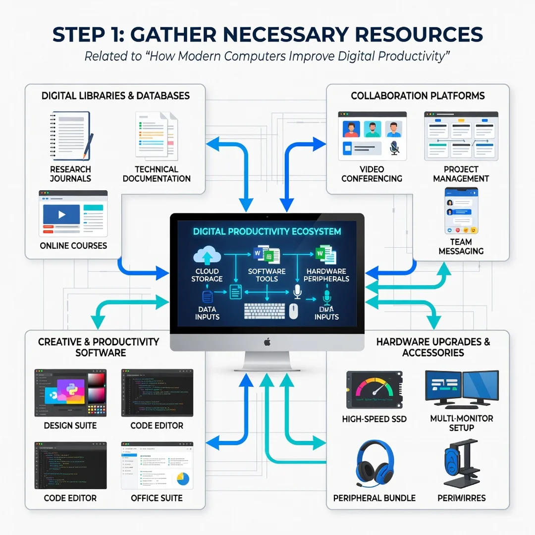 Step 4: Illustration for step: Gather necessary resources related to How Modern Computers Improve Digital Pr