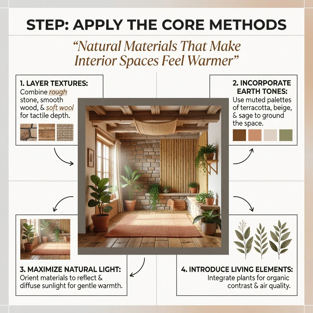 Step 5: Illustration for step: Apply the core methods related to Natural Materials That Make Interior Spaces