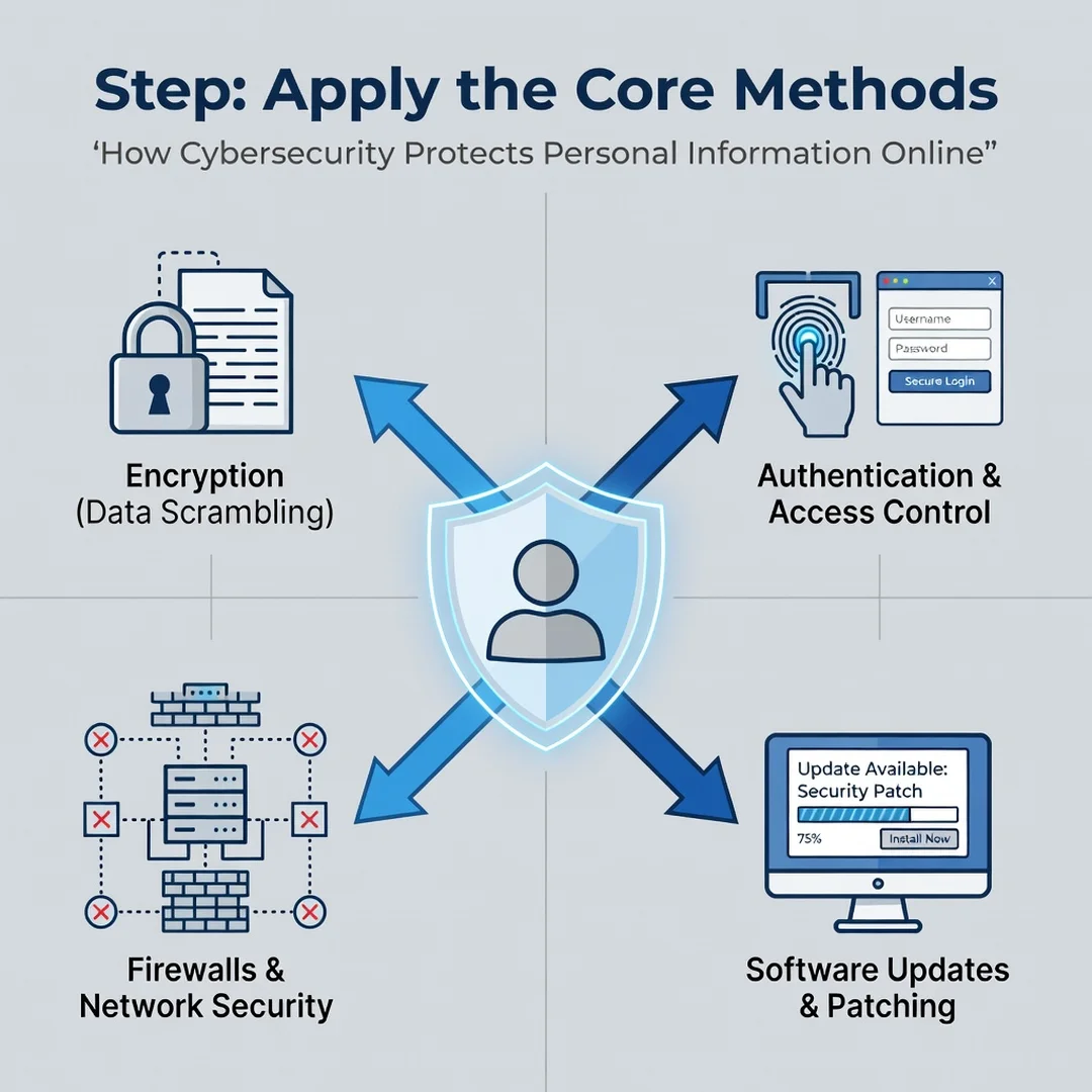 Step 5: Illustration for step: Apply the core methods related to How Cybersecurity Protects Personal Informa