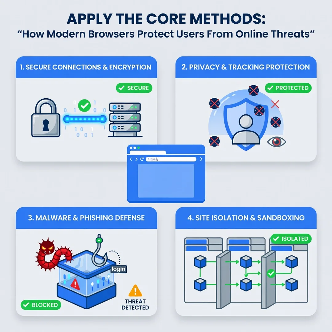 Step 5: Illustration for step: Apply the core methods related to How Modern Browsers Protect Users From Onli